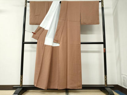 平和屋着物●染色作家　草野一騎監修　色無地　焦香色　正絹　逸品　未使用　CABG0116yc