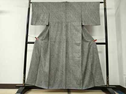平和屋着物●大変加工の良い総絞り小紋　黒地　正絹　逸品　CABG0117yc