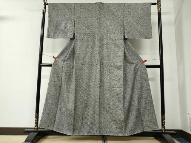 平和屋着物●大変加工の良い総絞り小紋　黒地　正絹　逸品　CABG0117yc