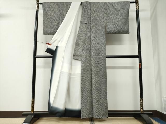 平和屋着物●大変加工の良い総絞り小紋　黒地　正絹　逸品　CABG0117yc