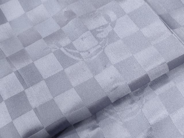 平和屋着物●長襦袢　無双仕立て　市松兎地紋　牡丹鼠色　半衿刺繍　正絹　逸品　CABG0118yc