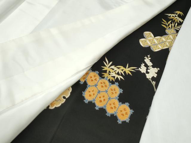 平和屋着物●創業460年・千總　黒留袖　駒刺繍　雪輪松竹梅宝尽くし花文　金彩　三越扱い　正絹　逸品　CABG0119yc