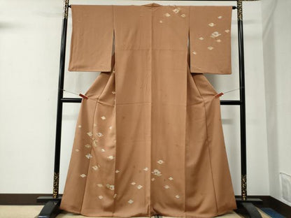 平和屋着物●訪問着　刺繍　松皮菱舞花文　金彩　正絹　逸品　CABG0123yc