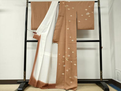 平和屋着物●訪問着　刺繍　松皮菱舞花文　金彩　正絹　逸品　CABG0123yc