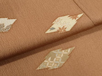 平和屋着物●訪問着　刺繍　松皮菱舞花文　金彩　正絹　逸品　CABG0123yc