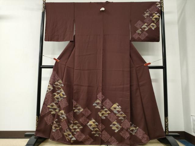 平和屋着物●訪問着　駒刺繍　溢れ松葉菱松文　金銀彩　やまと誂製　正絹　逸品　未使用　CABG0126yc