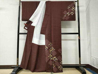 平和屋着物●訪問着　駒刺繍　溢れ松葉菱松文　金銀彩　やまと誂製　正絹　逸品　未使用　CABG0126yc