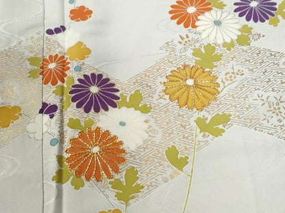 平和屋着物●創業460年・千總　訪問着　駒刺繍　菊花文　金彩　三越扱い　正絹　逸品　未使用　CABG0131yc