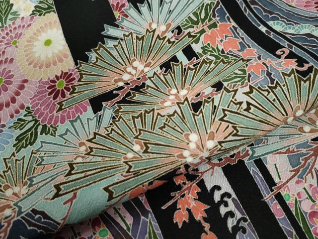 平和屋着物●本加賀友禅作家　村田幸司　黒留袖　松葉草花文　正絹　逸品　CABG0133yc