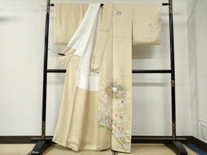 平和屋着物●訪問着　更紗花鳥唐草文　金彩　正絹　逸品　CABG0135yc