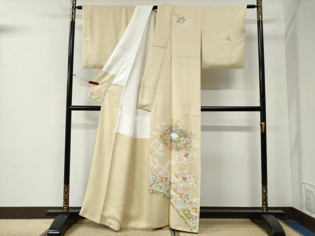 平和屋着物●訪問着　更紗花鳥唐草文　金彩　正絹　逸品　CABG0135yc