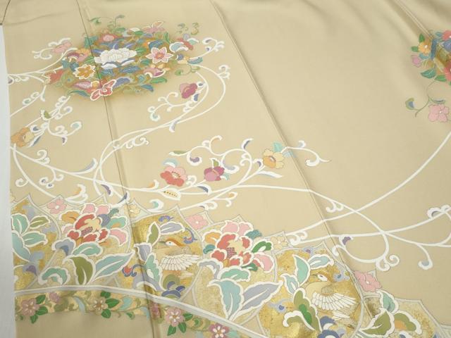 平和屋着物●訪問着　更紗花鳥唐草文　金彩　正絹　逸品　CABG0135yc