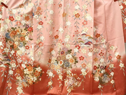平和屋着物●豪華振袖　駒刺繍　花松文　暈し染め　金彩　正絹　逸品　CABG0138yc