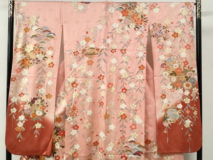 平和屋着物●豪華振袖　駒刺繍　花松文　暈し染め　金彩　正絹　逸品　CABG0138yc