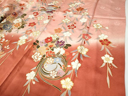 平和屋着物●豪華振袖　駒刺繍　花松文　暈し染め　金彩　正絹　逸品　CABG0138yc