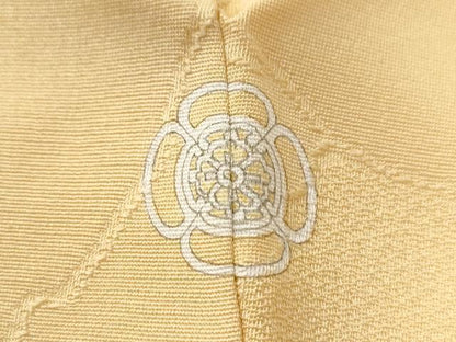 平和屋着物●上質な色無地　破れ色紙草花地紋　蜂蜜色　正絹　逸品　CABG0139yc