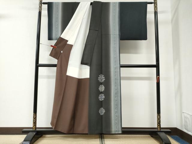 平和屋着物●訪問着　草花文　暈し染め　正絹　逸品　CABG0140yc