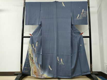 平和屋着物●訪問着　作家物　駒刺繍　短冊飛鳥草花文　暈し染め　金彩　やまと誂製　正絹　逸品　CABG0142yc