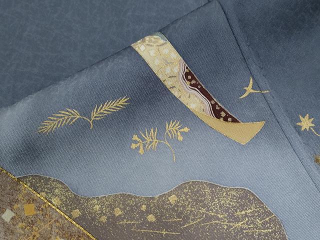 平和屋着物●訪問着　作家物　駒刺繍　短冊飛鳥草花文　暈し染め　金彩　やまと誂製　正絹　逸品　CABG0142yc