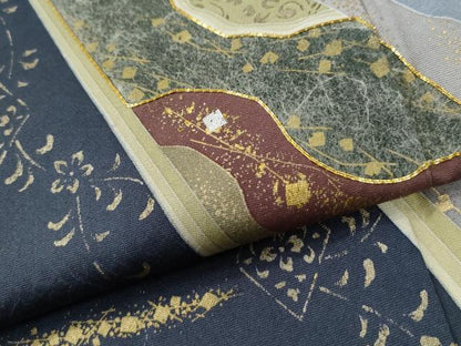 平和屋着物●訪問着　作家物　駒刺繍　短冊飛鳥草花文　暈し染め　金彩　やまと誂製　正絹　逸品　CABG0142yc