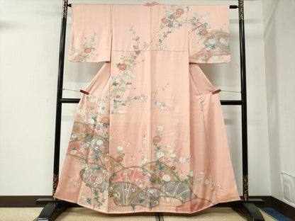 平和屋着物●訪問着　枝菊文　暈し染め　金彩　正絹　逸品　CABG0147yc