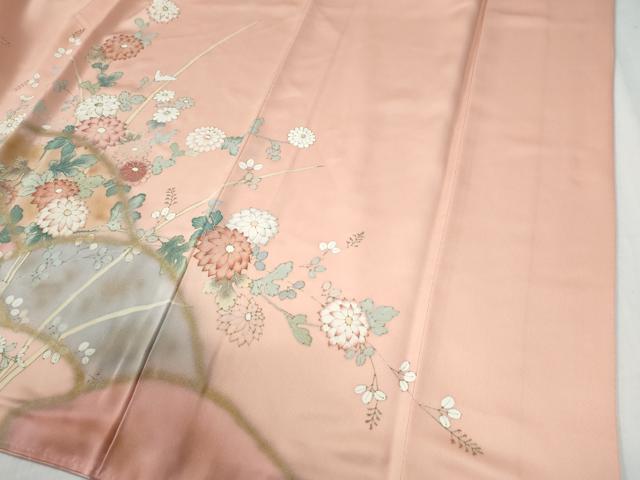 平和屋着物●訪問着　枝菊文　暈し染め　金彩　正絹　逸品　CABG0147yc