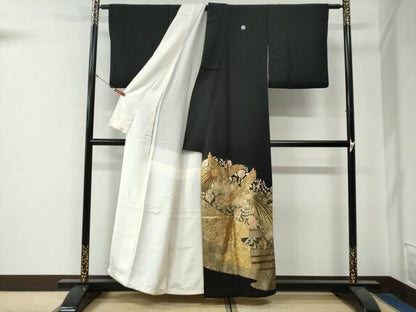 平和屋着物●中国三大刺繍　スワトウ刺繍　黒留袖　作家物　鳳凰吉祥更紗花唐草文　金彩　やまと誂製　正絹　逸品　CABG0149yc