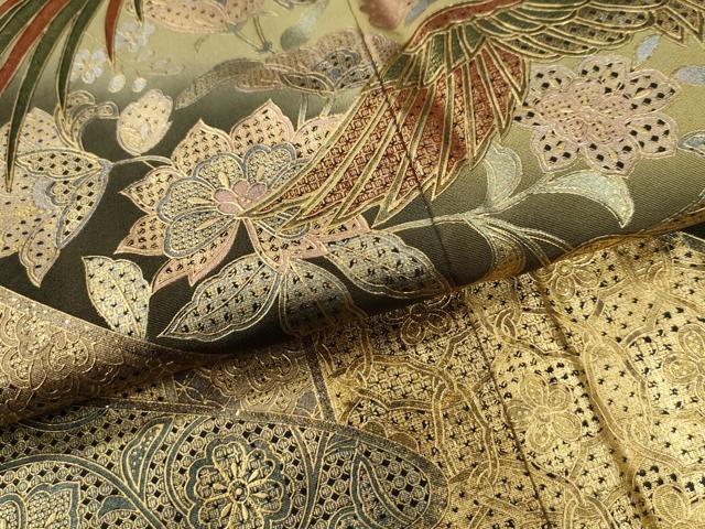 平和屋着物●中国三大刺繍　スワトウ刺繍　黒留袖　作家物　鳳凰吉祥更紗花唐草文　金彩　やまと誂製　正絹　逸品　CABG0149yc