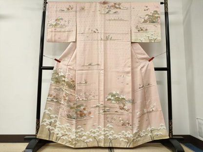 平和屋着物●訪問着　雲取り渡り橋松竹梅花文　暈し染め　金彩　ますいわ屋扱い　正絹　逸品　CABG0159yc