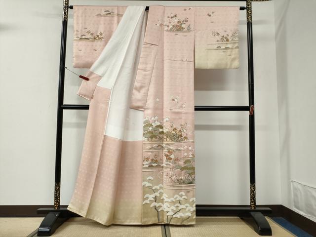 平和屋着物●訪問着　雲取り渡り橋松竹梅花文　暈し染め　金彩　ますいわ屋扱い　正絹　逸品　CABG0159yc