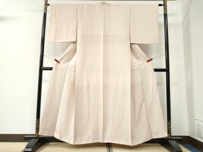 平和屋着物●上質な色無地　灰梅色　御召縮緬　正絹　逸品　CABG0160yc
