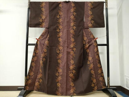 平和屋着物●上質な紬　枝花文　正絹　逸品　未使用　CABG0163yc