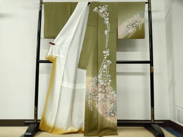 平和屋着物●訪問着　辻が花　絞り　暈し染め　金彩　正絹　逸品　CABG0164yc
