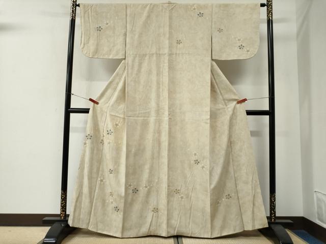 平和屋着物●訪問着　紬地　絞り　舞花文　金彩　正絹　逸品　CABG0166yc
