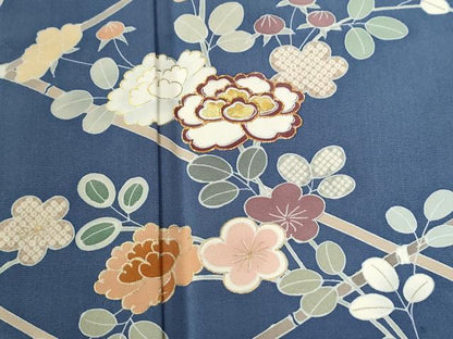 平和屋着物●創業460年・千總　訪問着　竹垣牡丹花文　金彩　正絹　逸品　CABG0174yc