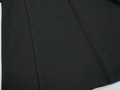 平和屋着物●男性　黒紋付　羽織セット　羽裏：扇・陶器花文　キングサイズ　正絹　逸品　CABG0181yc