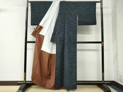 平和屋着物●結城紬　100亀甲　枝文　正絹　逸品　CABG0192yc