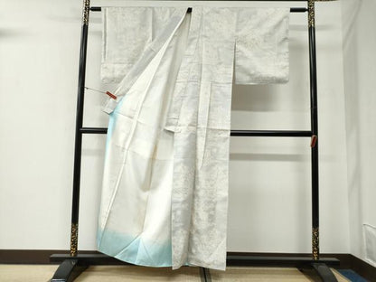 平和屋着物●本場大島紬　白大島　草花文　正絹　逸品　未使用　CABG0193yc