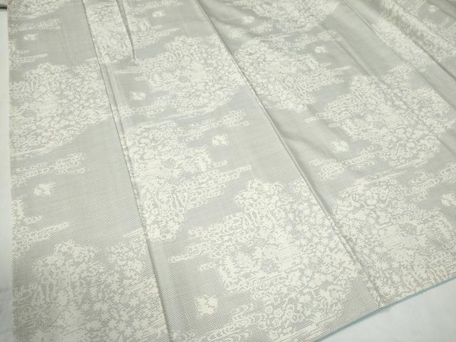 平和屋着物●本場大島紬　白大島　草花文　正絹　逸品　未使用　CABG0193yc