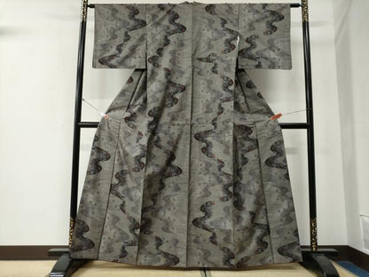 平和屋着物●本場大島紬　9マルキ　霞舞花文　正絹　逸品　CABG0195yc