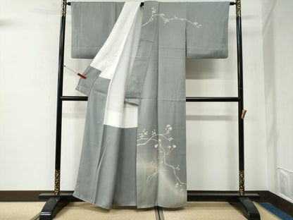 平和屋着物●中国三大刺繍　相良刺繍　訪問着　作家物　枝花文　暈し染め　正絹　逸品　CABG0196yc