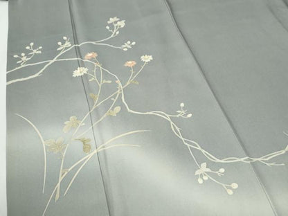 平和屋着物●中国三大刺繍　相良刺繍　訪問着　作家物　枝花文　暈し染め　正絹　逸品　CABG0196yc