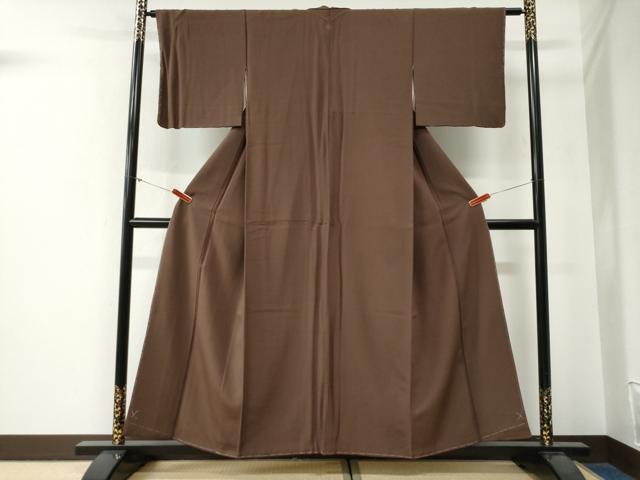平和屋着物●上質な色無地　黒茶色　鈴乃屋扱い　正絹　逸品　未使用　CABG0200yc
