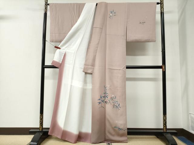 平和屋着物●訪問着　友禅　作家物　枝花文　暈し染め　正絹　逸品　CABG0203yc