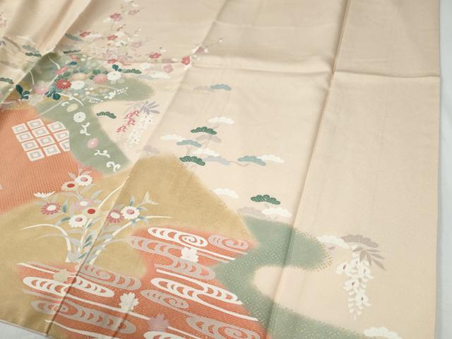 平和屋着物●訪問着　駒刺繍　吉祥花筏文　暈し染め　金彩　高島屋扱い　正絹　逸品　CABG0204yc
