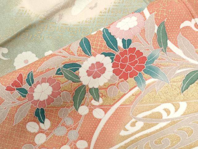 平和屋着物●訪問着　駒刺繍　吉祥花筏文　暈し染め　金彩　高島屋扱い　正絹　逸品　CABG0204yc