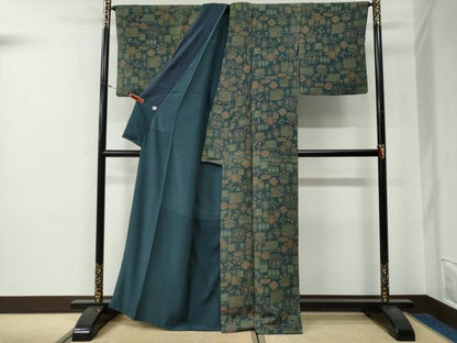 平和屋着物●上質な小紋　鳳凰吉祥花文　鬼しぼ縮緬　正絹　逸品　CABG0210yc