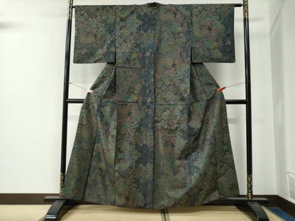 平和屋着物●本場大島紬　9マルキ　樹林京風景文　正絹　逸品　CABG0216yc