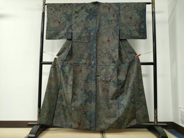 平和屋着物●本場大島紬　9マルキ　樹林京風景文　正絹　逸品　CABG0216yc