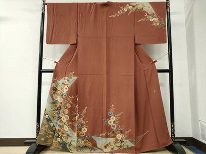 平和屋着物●十日町　加賀草木友禅の第一人者　田村哲彦　訪問着　流水菊花文　正絹　逸品　未使用　CABG0218yc